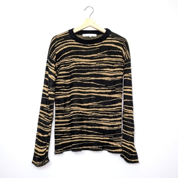 Lovers + Friends Wildcat Animal Tiger Print Pullover Knit Tunic Sweater Size M - Picture 2 of 9